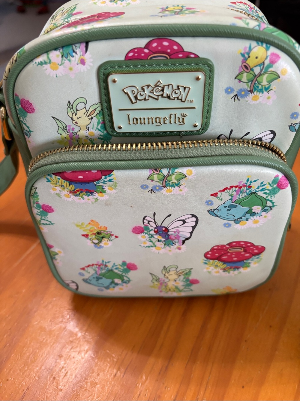 Loungefly Pokémon Floral Crossbody Bag in Mint Green with Pink Accents
